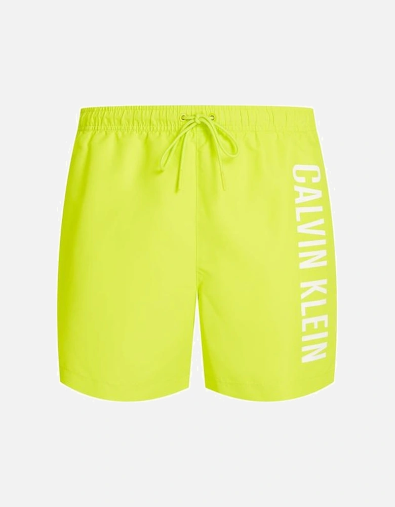 Medium Leg Length Drawstring Side Logo Swim Shorts, Lemonade Yellow