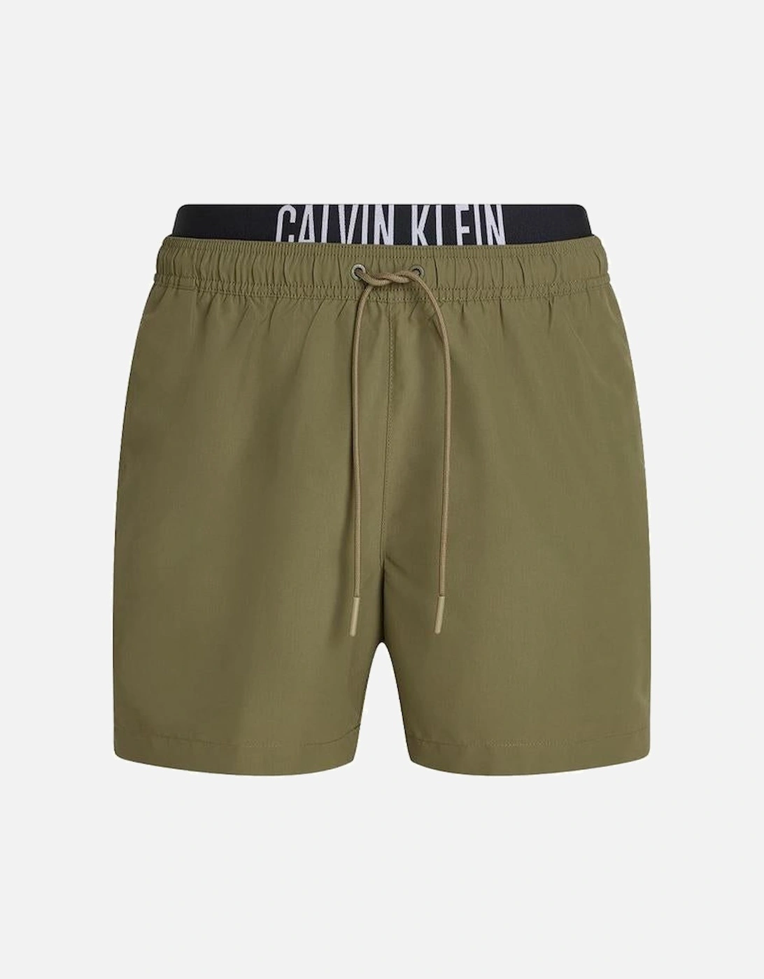 Medium Leg Length Double Waistband Swim Shorts, Burnt Olive, 4 of 3