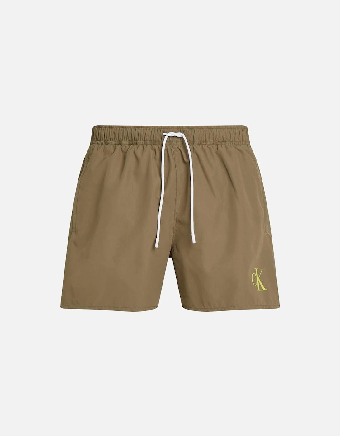 Medium Leg Length Drawstring CK Logo Swim Shorts, Dusky Green, 4 of 3