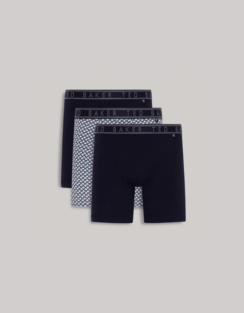 3-Pack Boxers, Navy / Palm Geo