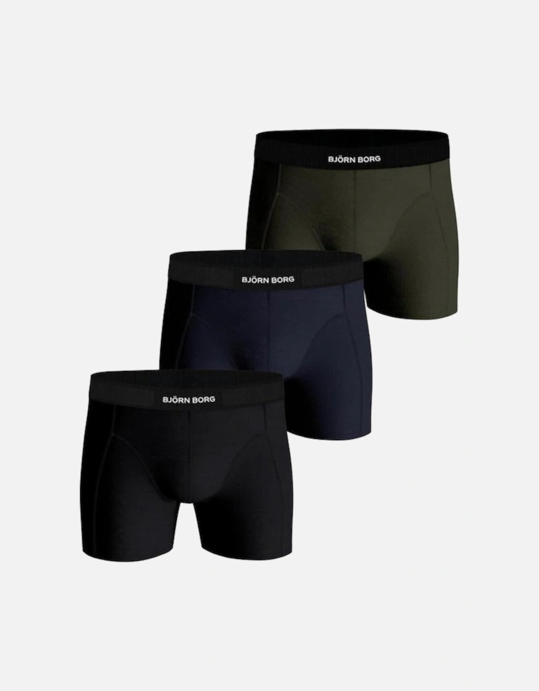 3-Pack Organic Cotton Stretch Boxer Briefs, Black/Khaki/Navy