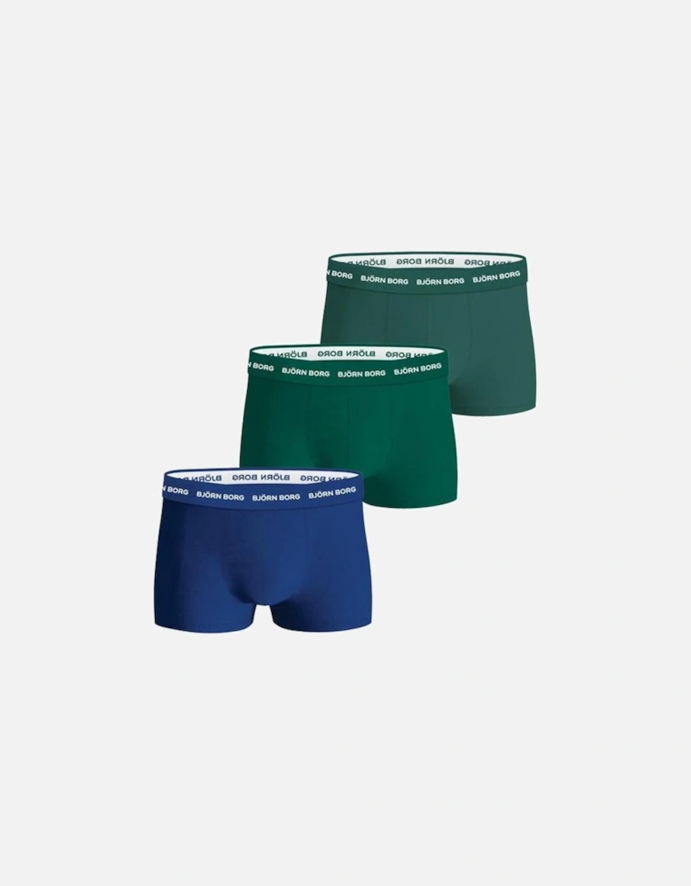 3-Pack Cotton Stretch Boxer Briefs, Green/Blue