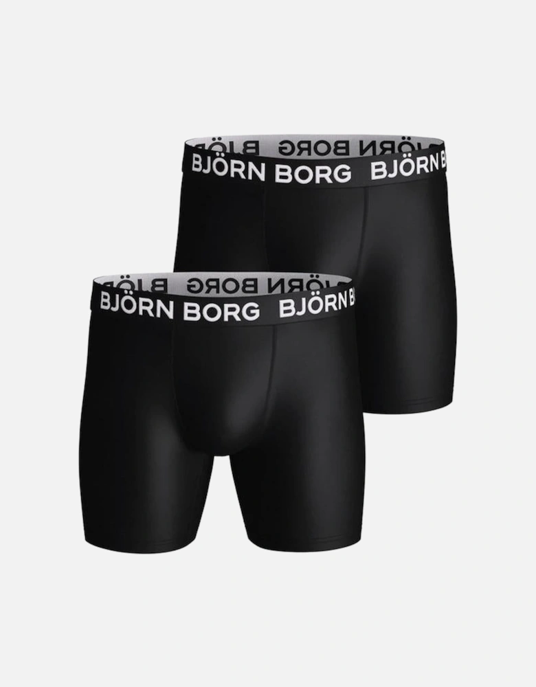 2-Pack Sports Microfibre Boxer Briefs, Black