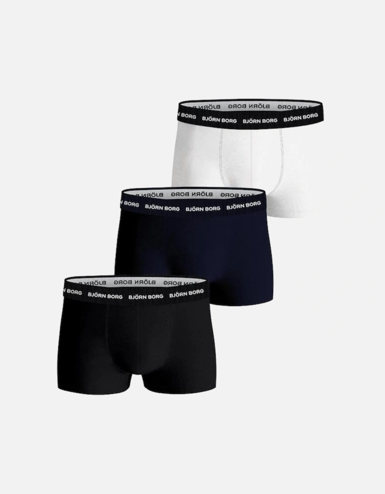 3-Pack Cotton Stretch Boxer Briefs, Black/White