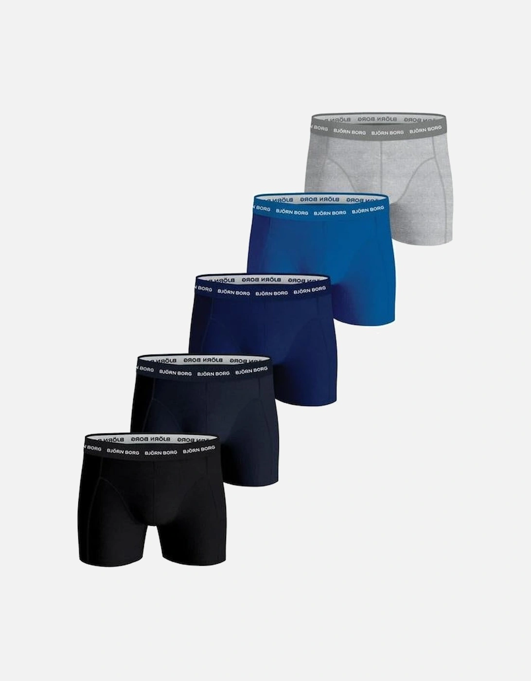 5-Pack Cotton Stretch Boxer Briefs, Black/Blue/Grey, 2 of 1