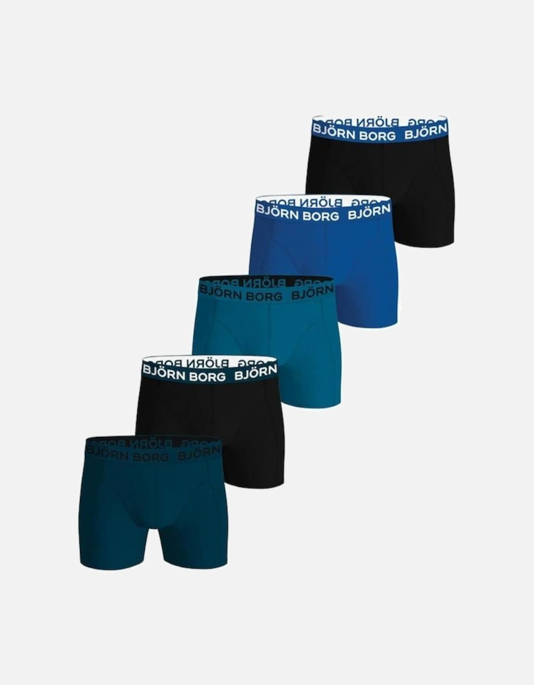 5-Pack Cotton Stretch Boxer Briefs, Blue