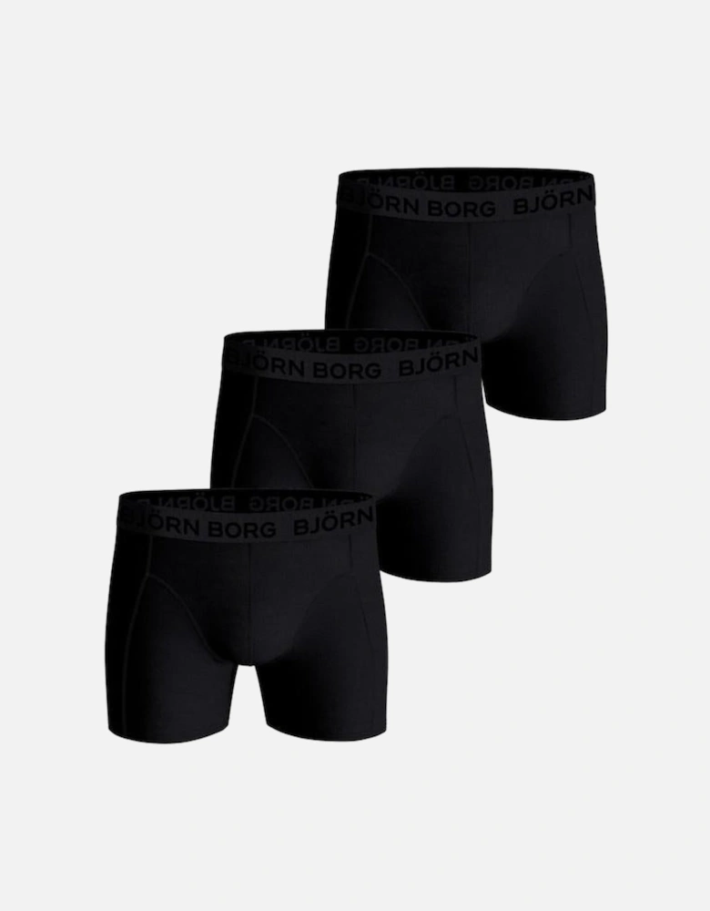3-Pack Cotton Stretch Boxer Briefs, Black