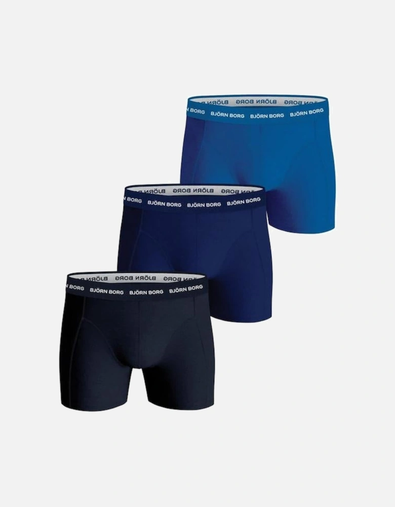 3-Pack Cotton Stretch Boxer Briefs, Blue/Navy