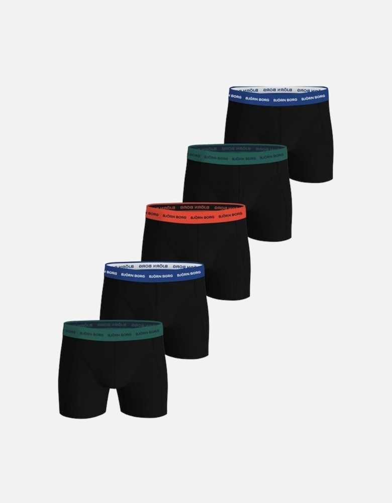 5-Pack Cotton Stretch Boxer Briefs, Black/Multi