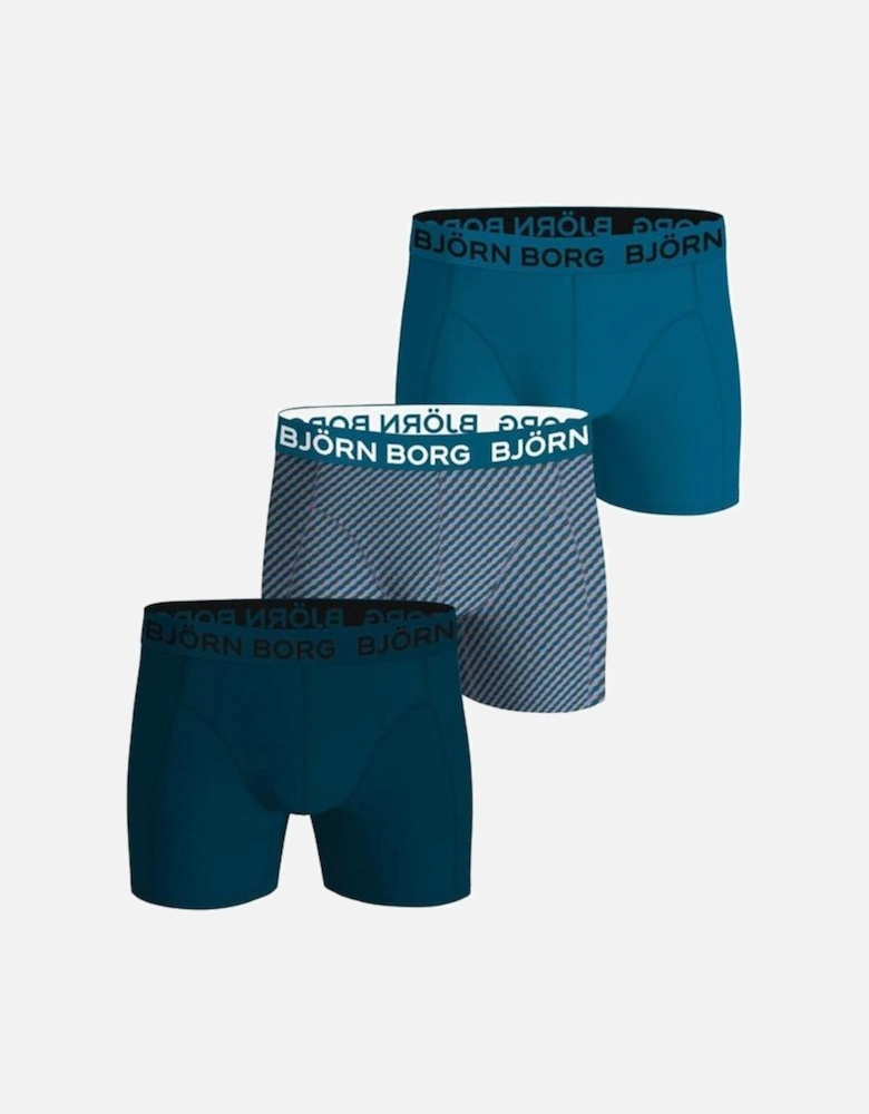 3-Pack Cotton Stretch Boxer Briefs, Blues