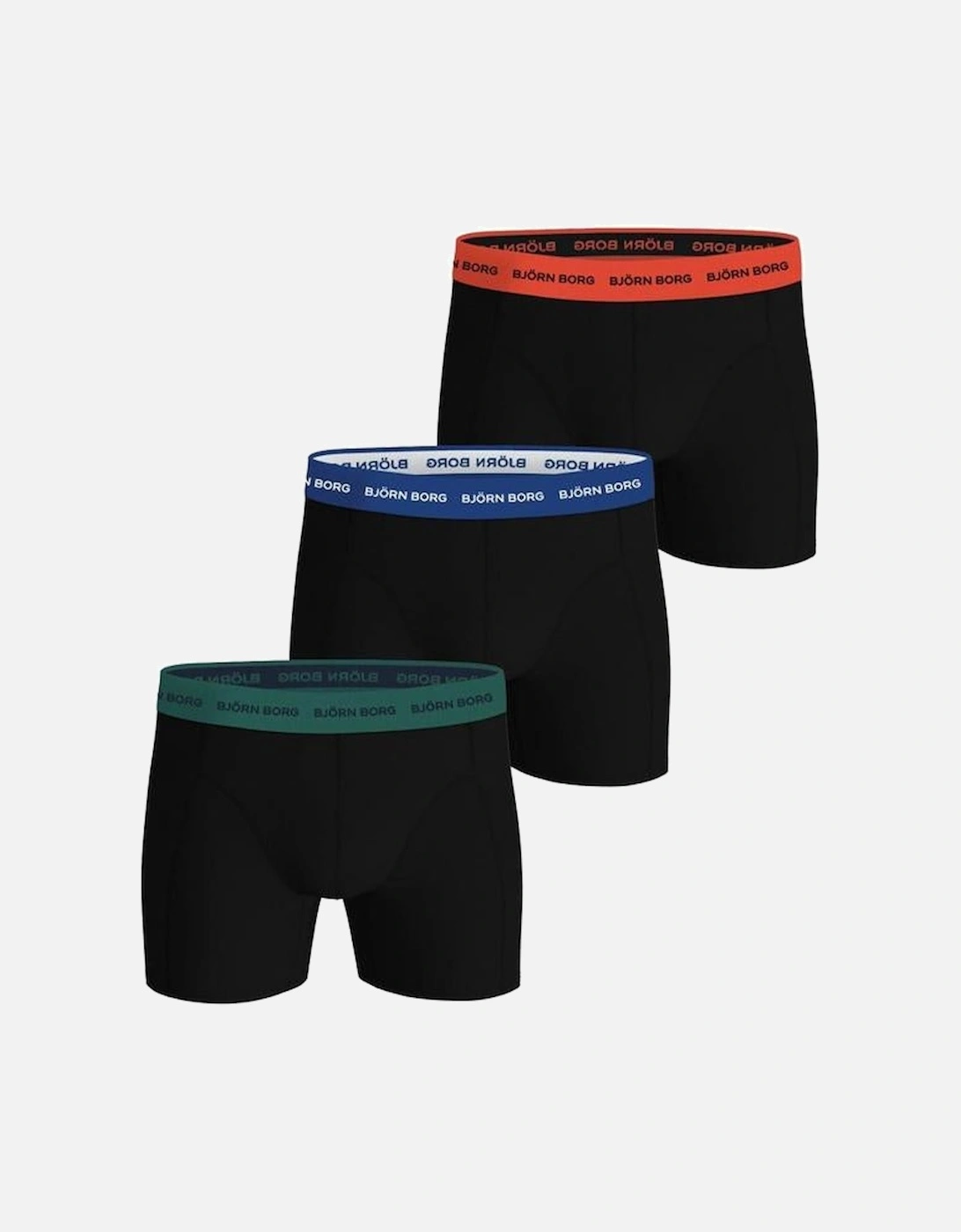 3-Pack Coloured Waistbands Cotton Stretch Boxer Briefs, Black, 2 of 1