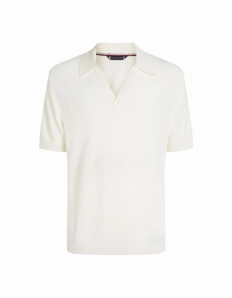 Knitted Polo Shirt Cover-Up, Ivory