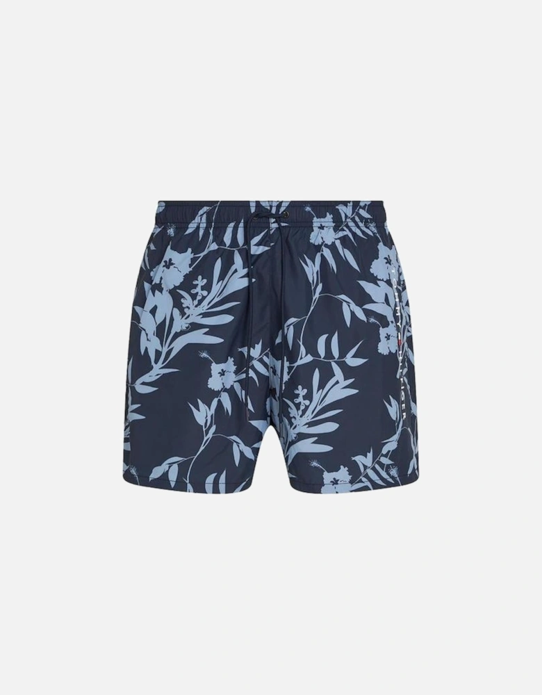 Drawstring Floral Tropic Swim Shorts, Desert Sky