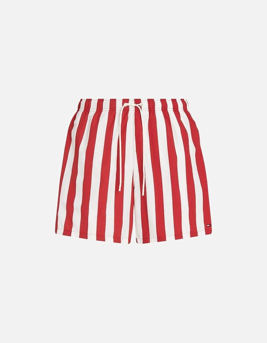 Drawstring Bold Stripe Swim Shorts, Medium Red, 5 of 4