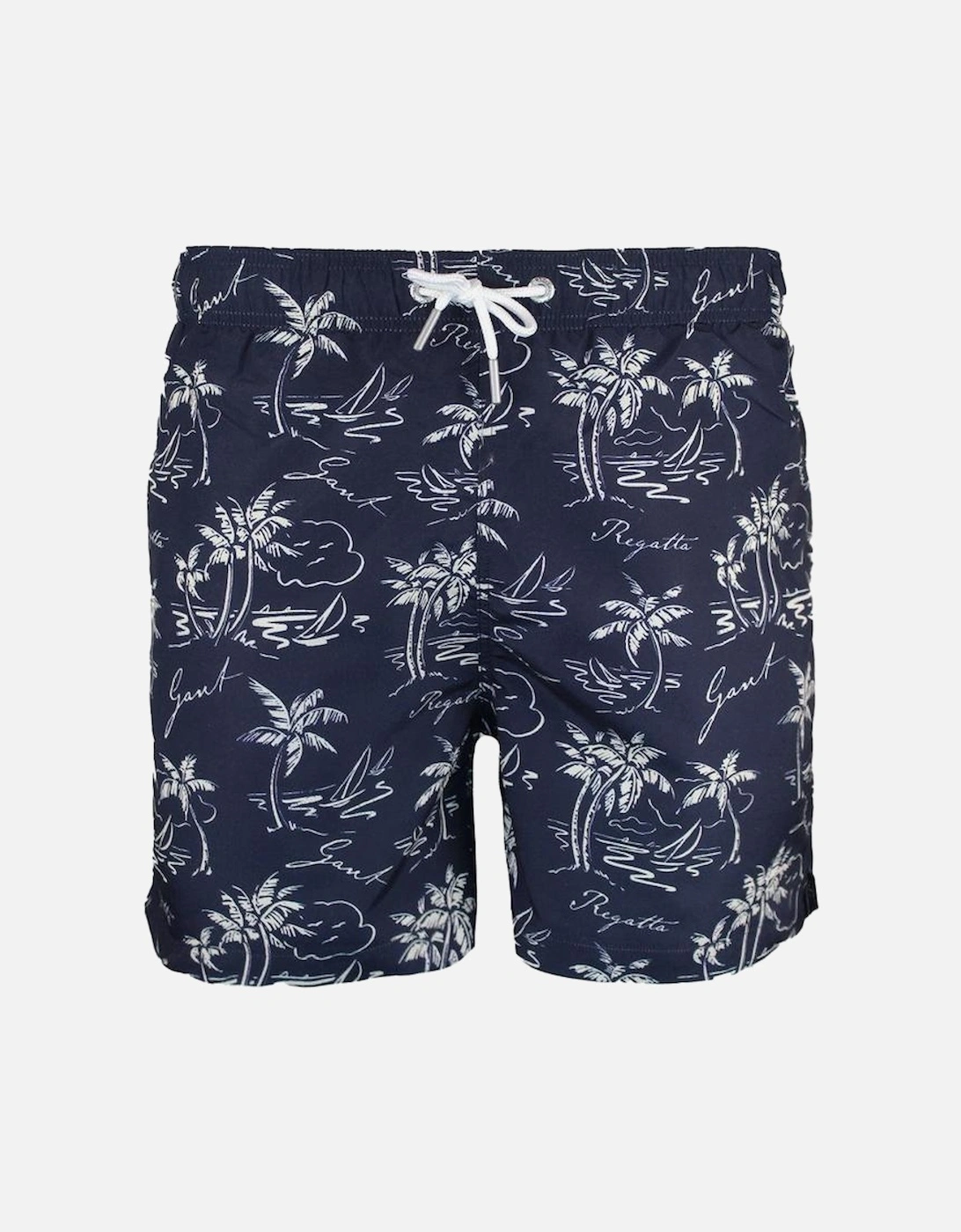 Island Print Swim Shorts, Evening Blue, 3 of 2