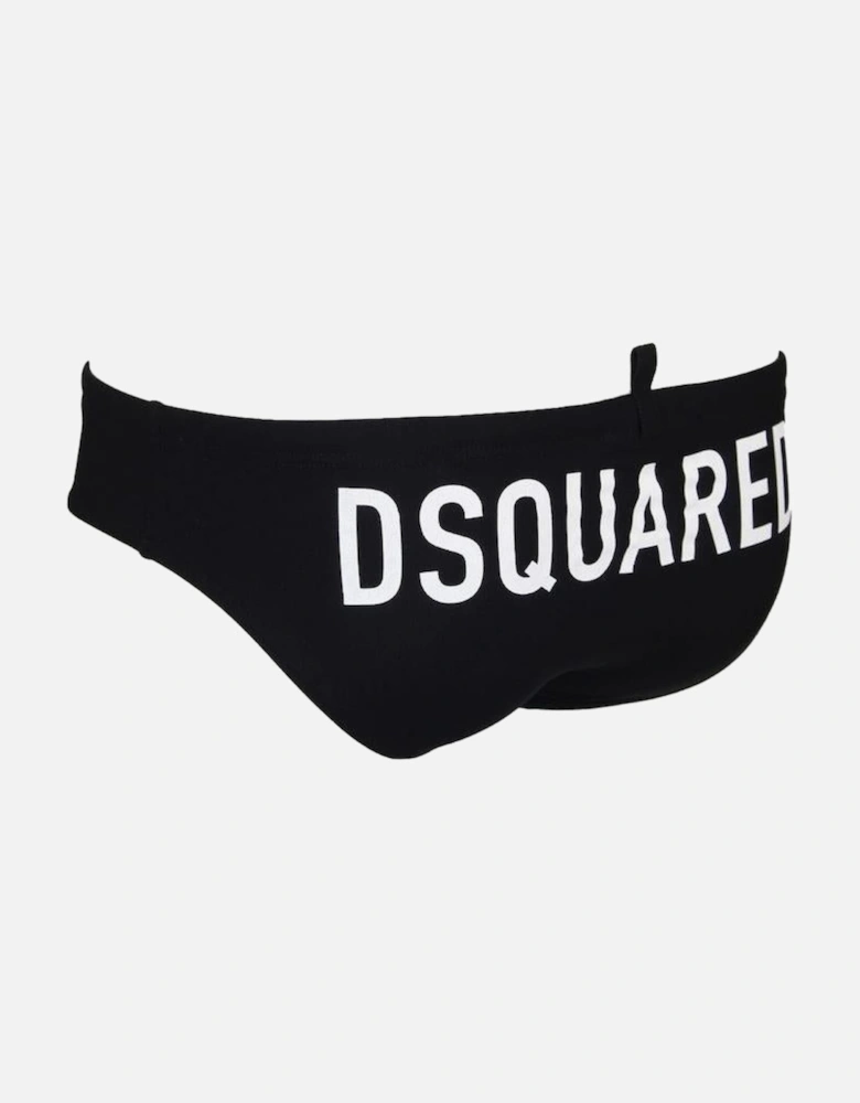 Swim Briefs, Black, With Branded Back