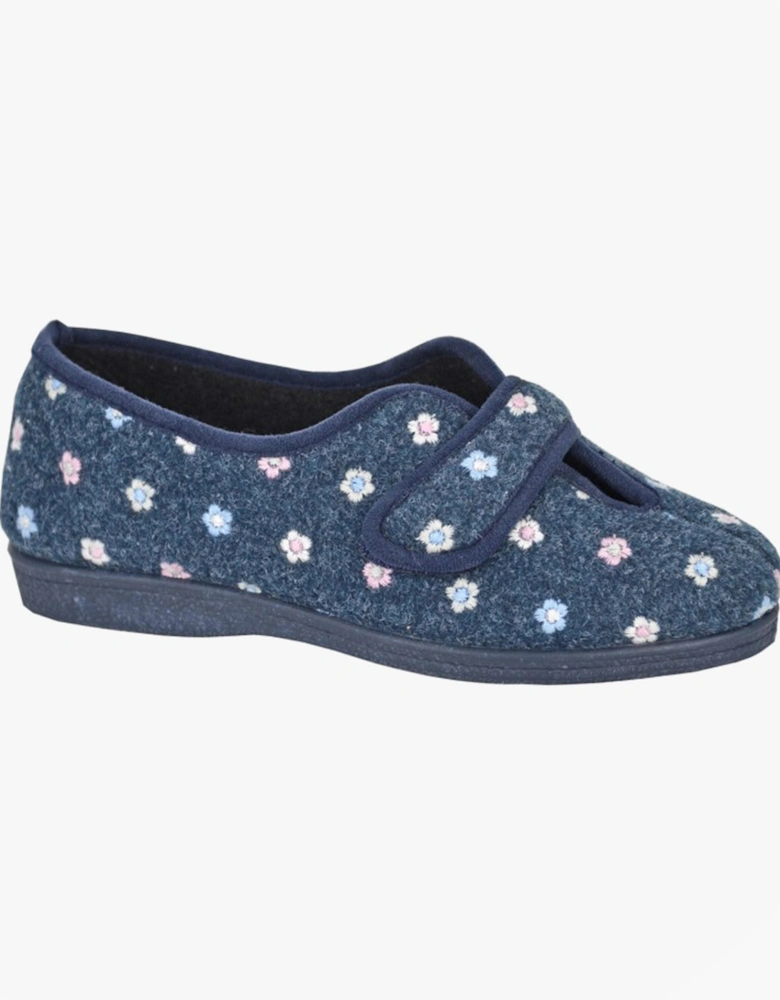 MATILDA Womens Touch Fasten/Velcro Slippers Navy