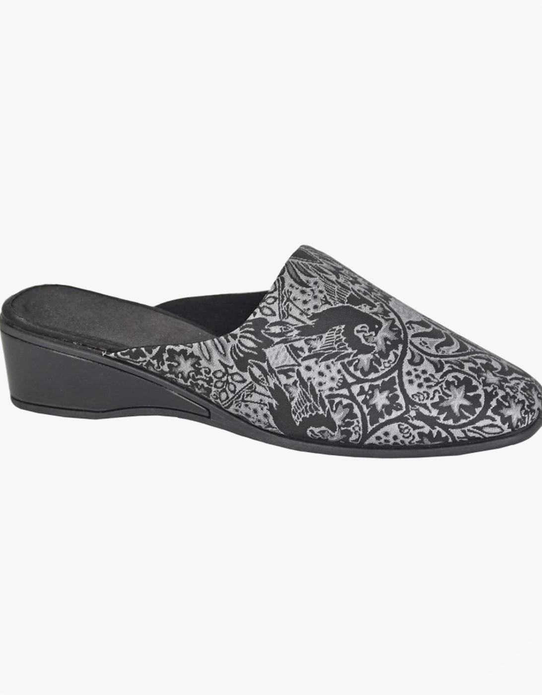 PRIYA Womens Mules Slippers Black/Silver, 2 of 1