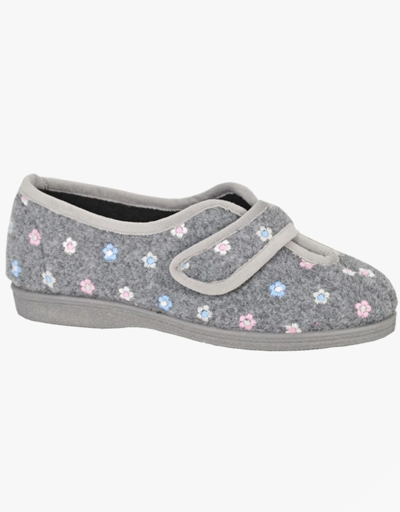 MATILDA Womens Touch Fasten/Velcro Slippers Grey