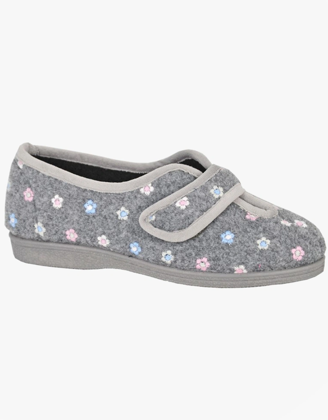 MATILDA Womens Touch Fasten/Velcro Slippers Grey, 2 of 1