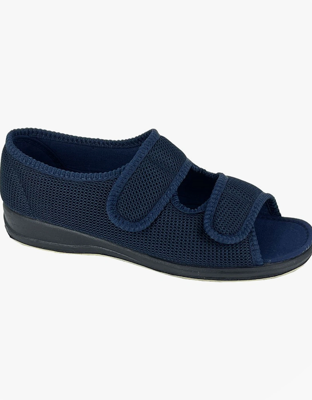 BETTY Womens Touch Fasten/Velcro Slippers Navy Blue, 2 of 1
