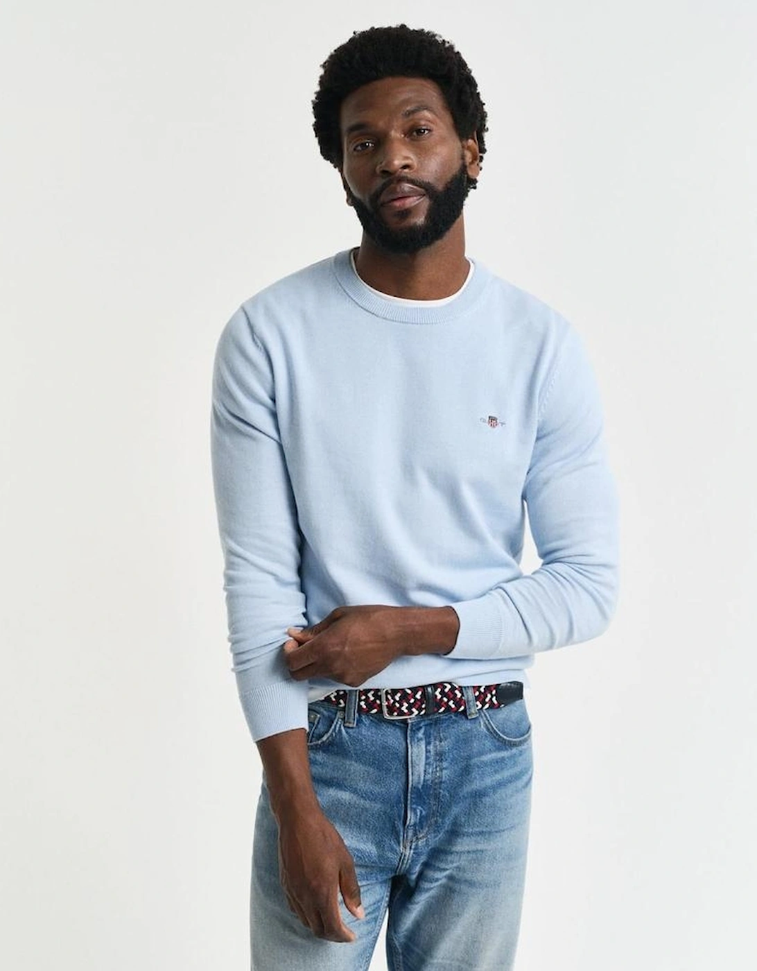 Classic Cotton Crew Neck Jumper, Fresh Blue, 5 of 4