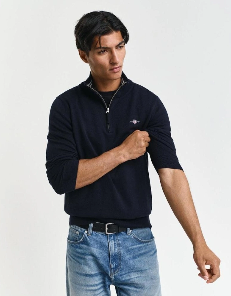 Classic Cotton Half Zip Sweater, Evening Blue