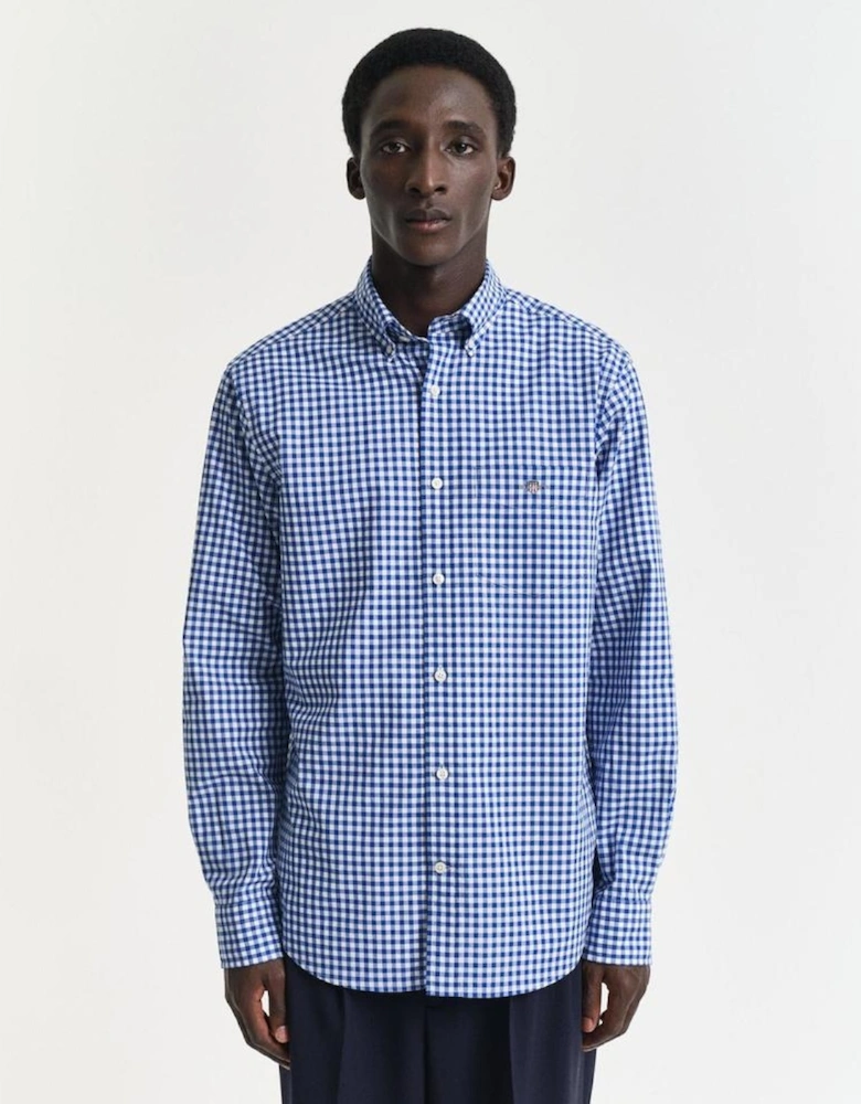 Regular Classic Poplin Gingham Shirt, College Blue