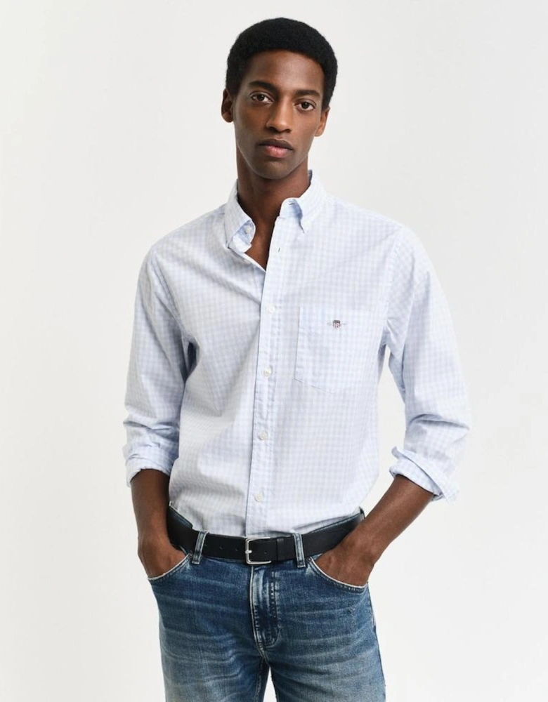 Regular Classic Poplin Gingham Shirt, Light Blue