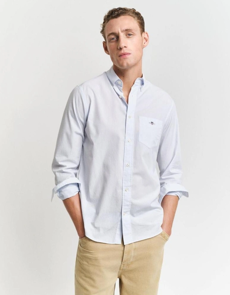 Regular Classic Poplin Banker Shirt, Light Blue