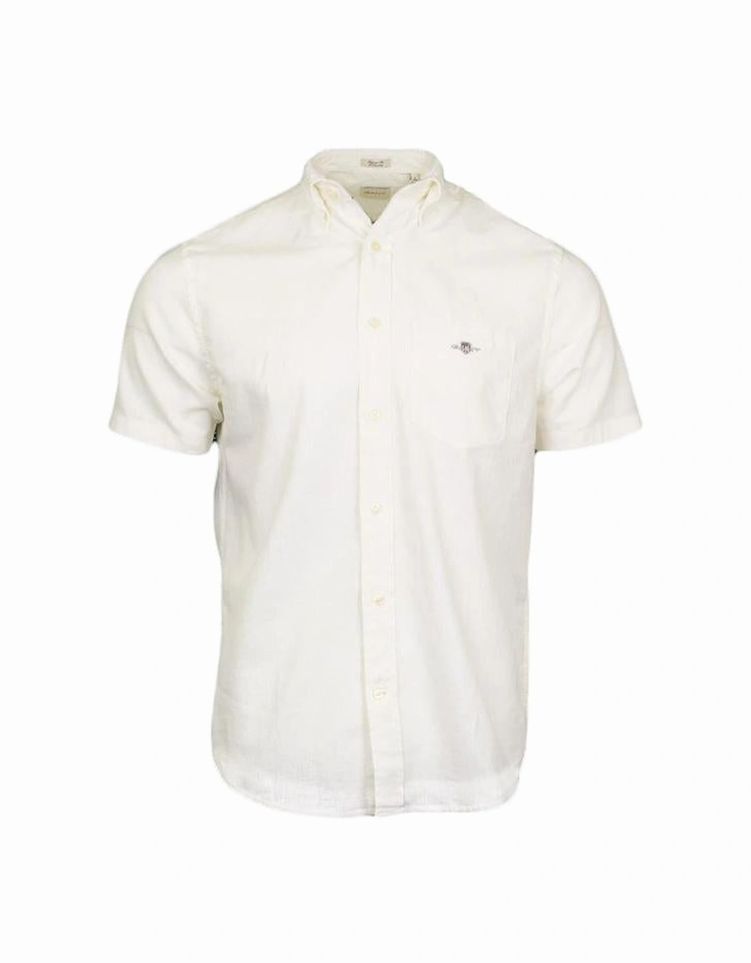 Regular Fit Cotton Linen Short Sleeve Shirt, White, 2 of 1