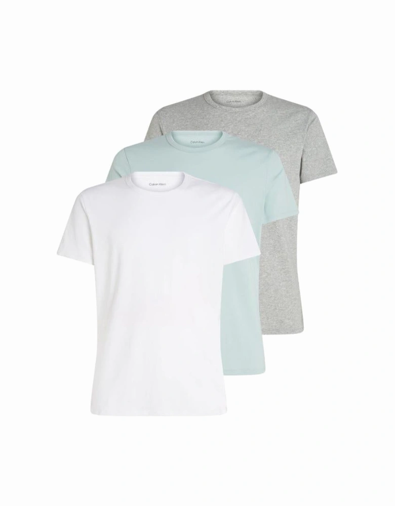 3-Pack Cotton Stretch T-Shirts, White/ Grey Heather / Sterling Blue