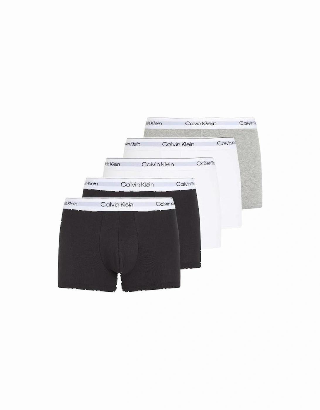 5-Pack Low-Rise Cotton Stretch Boxer Trunks, Black/White/Grey Heather, 4 of 3