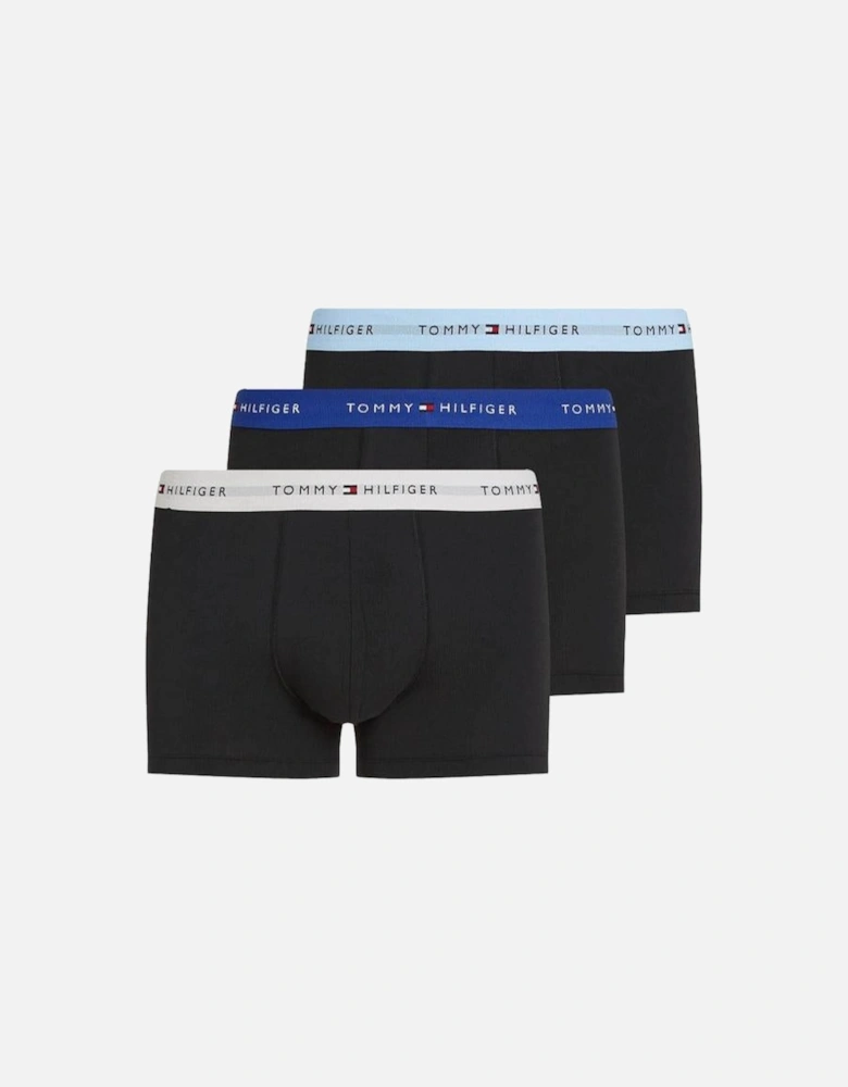 3-Pack Signature Cotton Boxer Trunks, Black/Blue/Light Cast