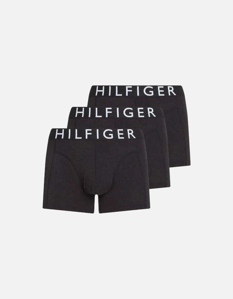 3-Pack Hilfiger Cotton Large Logo Boxer Trunks, Black
