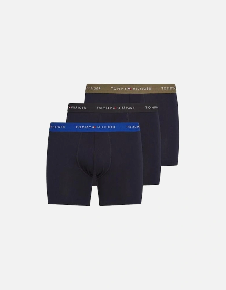 3-Pack Signature Cotton Coloured Band Boxer Briefs, Black/Blue/Utility Olive