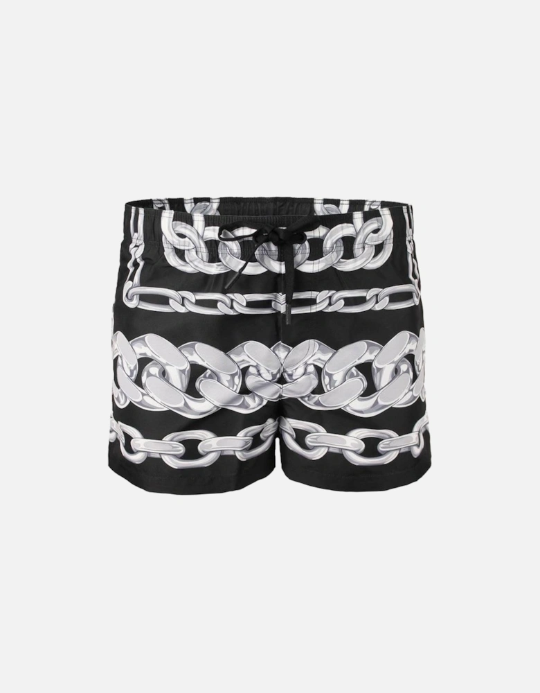 Medusa Chains Swim Shorts, Black/Silver