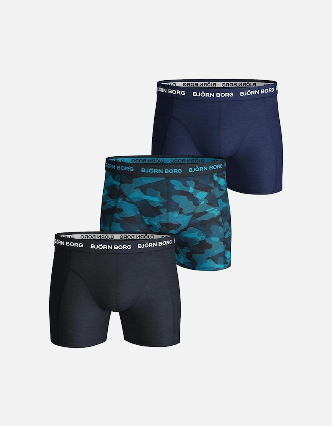 3-Pack Camo & Solid Boxer Trunks, Blue, 2 of 1