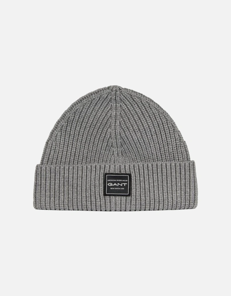 Ribbed Cotton Beanie, Grey