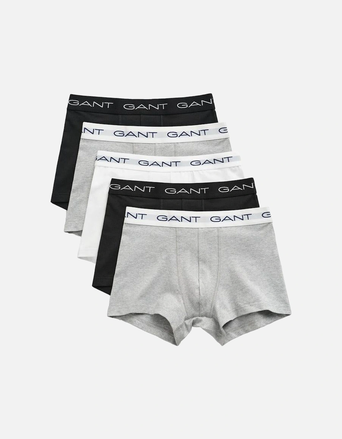5-Pack Logo Waistband Boxer Trunks, Black/Grey/White, 4 of 3