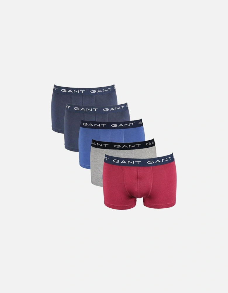 5-Pack Logo Waistband Boxer Trunks, Rich Wine