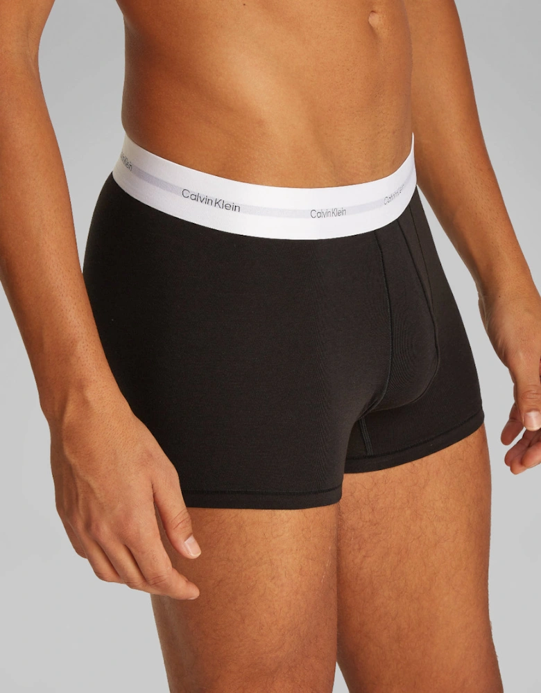 3-Pack Cotton Modal Stretch Boxer Trunks, Black