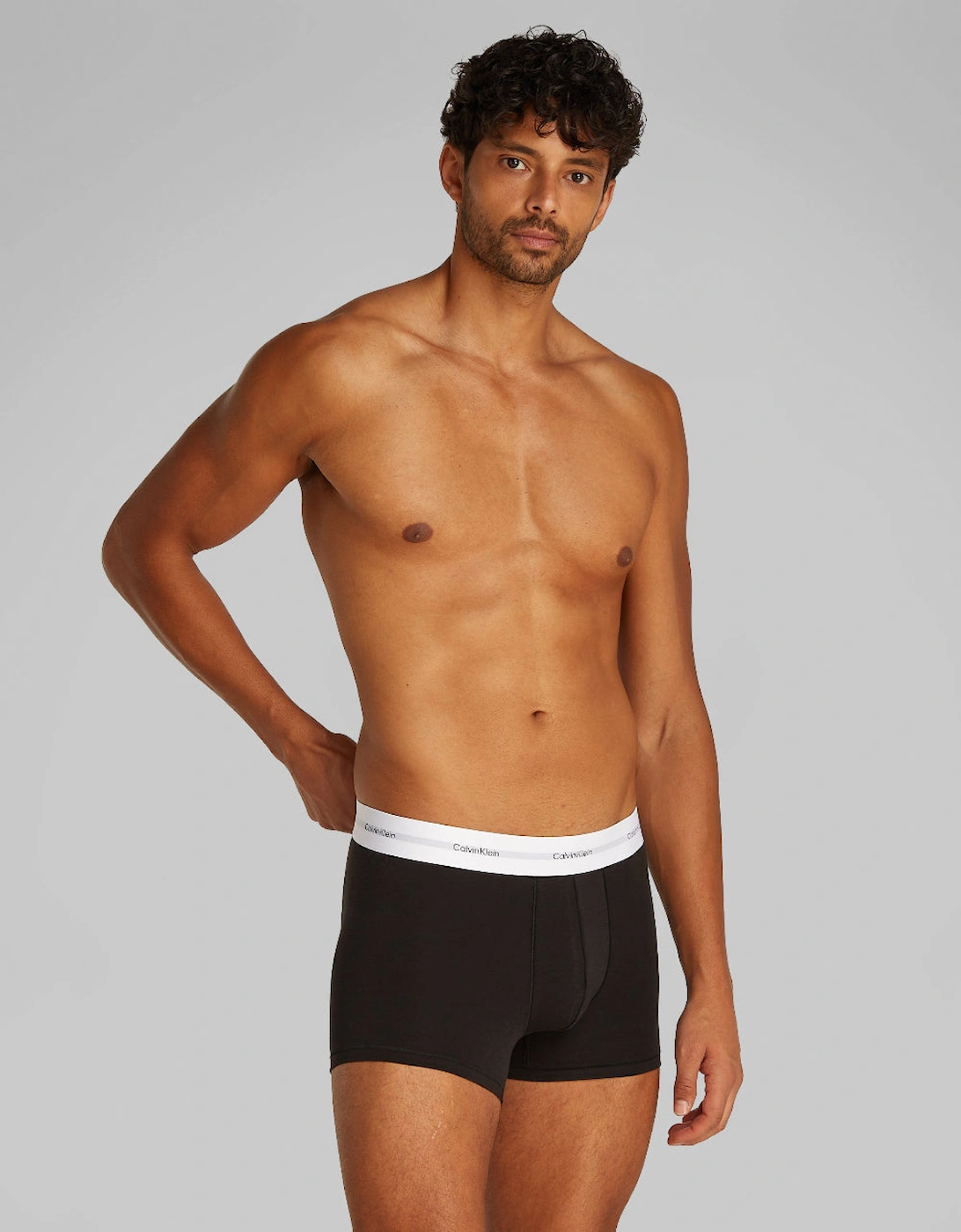 3-Pack Cotton Modal Stretch Boxer Trunks, Black