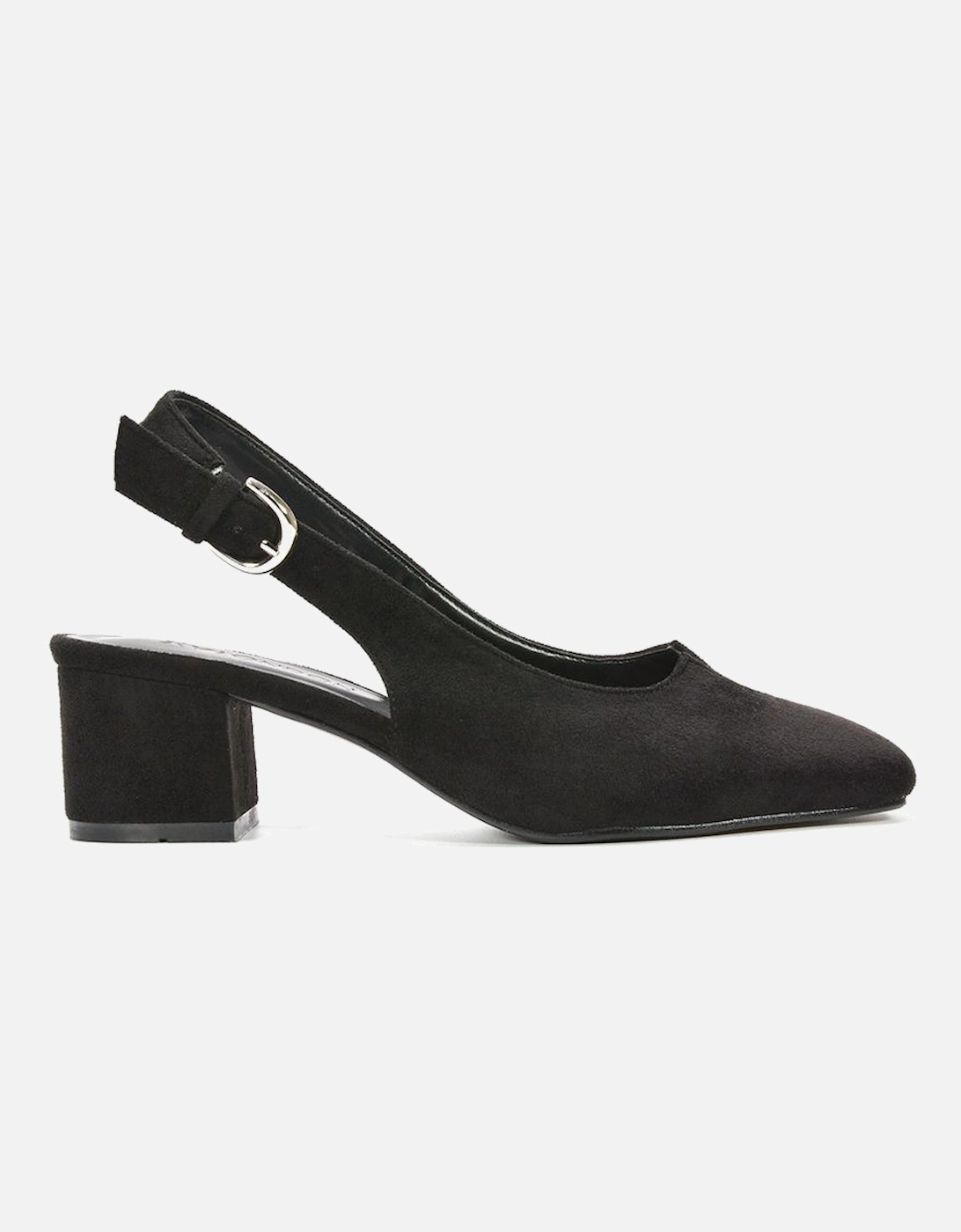 'Elowen' Square Toe Low Mid Block Heel Slingback Court Shoes, 2 of 1