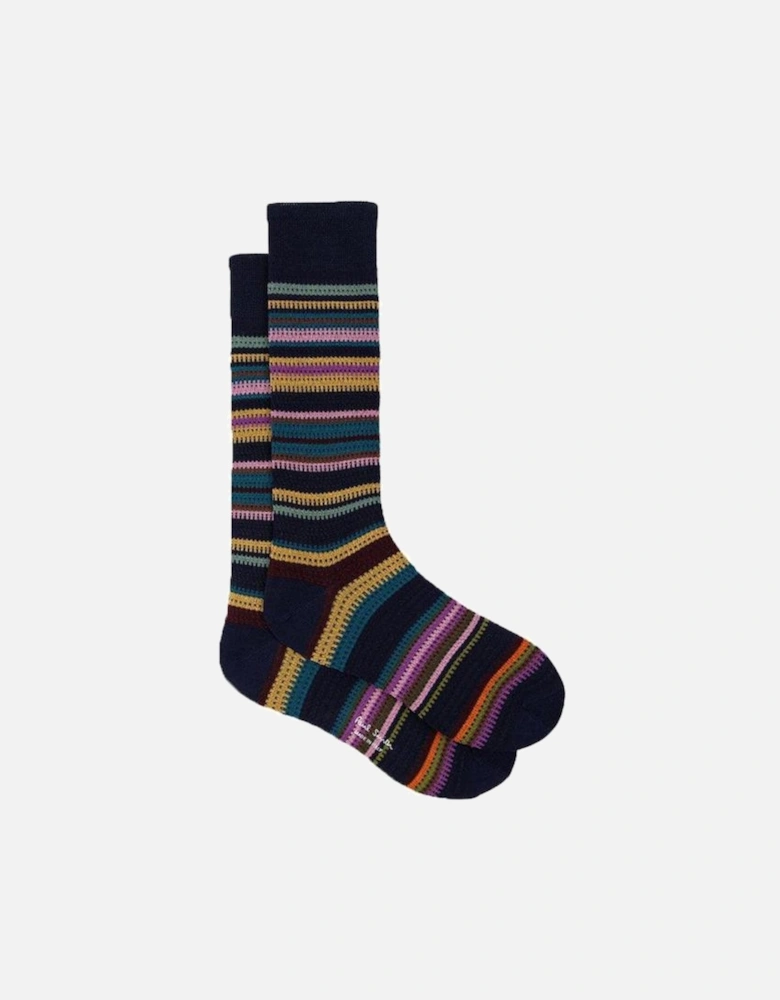 Harvey Stripe Socks, Blue