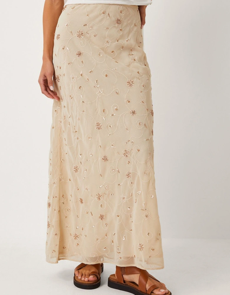 The India Edit Celestine Embellished Maxi Skirt Yellow