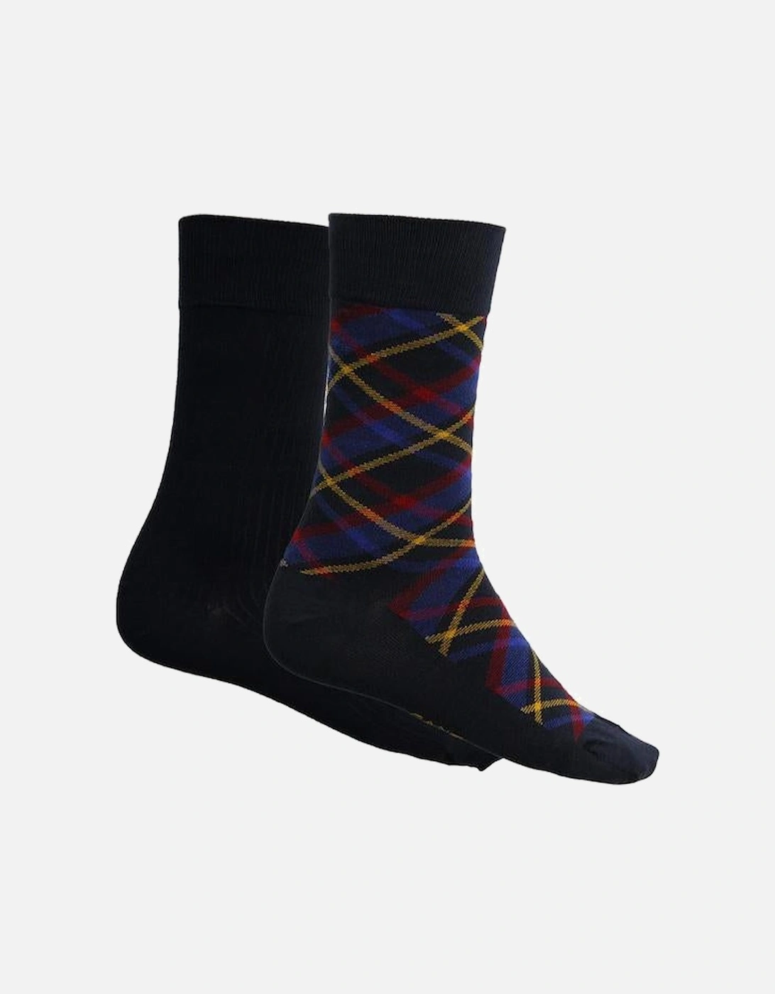 2-Pack Check & Rib Socks Gift Set, Evening Blue, 6 of 5