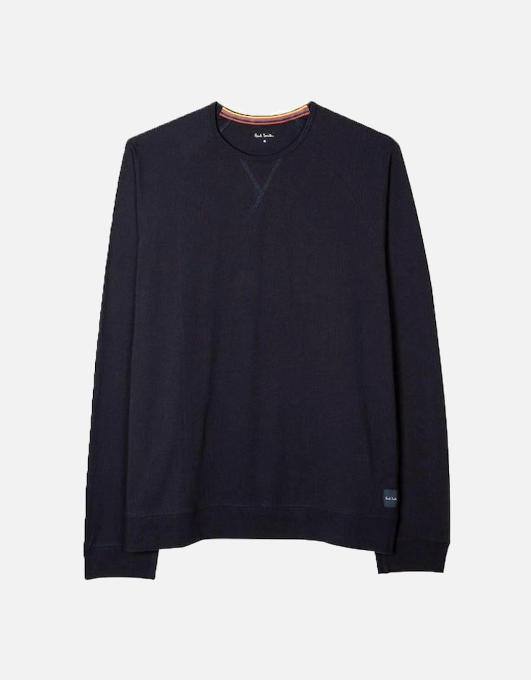 Jersey Cotton Long-Sleeve Lounge Top, Navy, 4 of 3