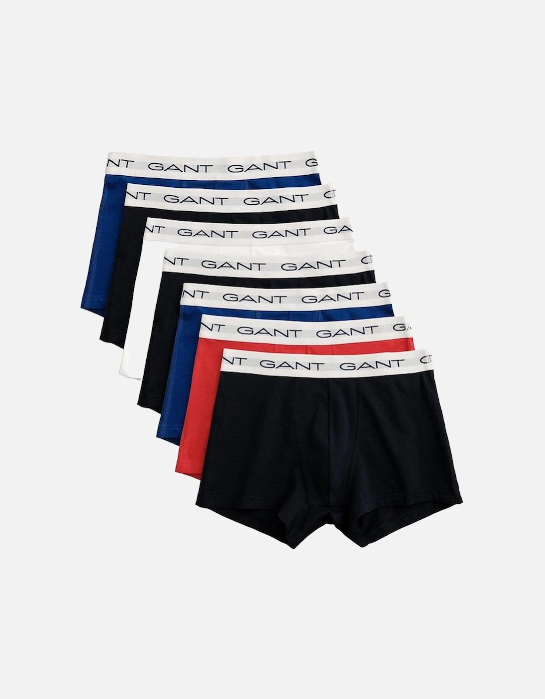 7-Pack Contrast Waistband Boxer Trunks, Navy/Blue/White/Red, 5 of 4