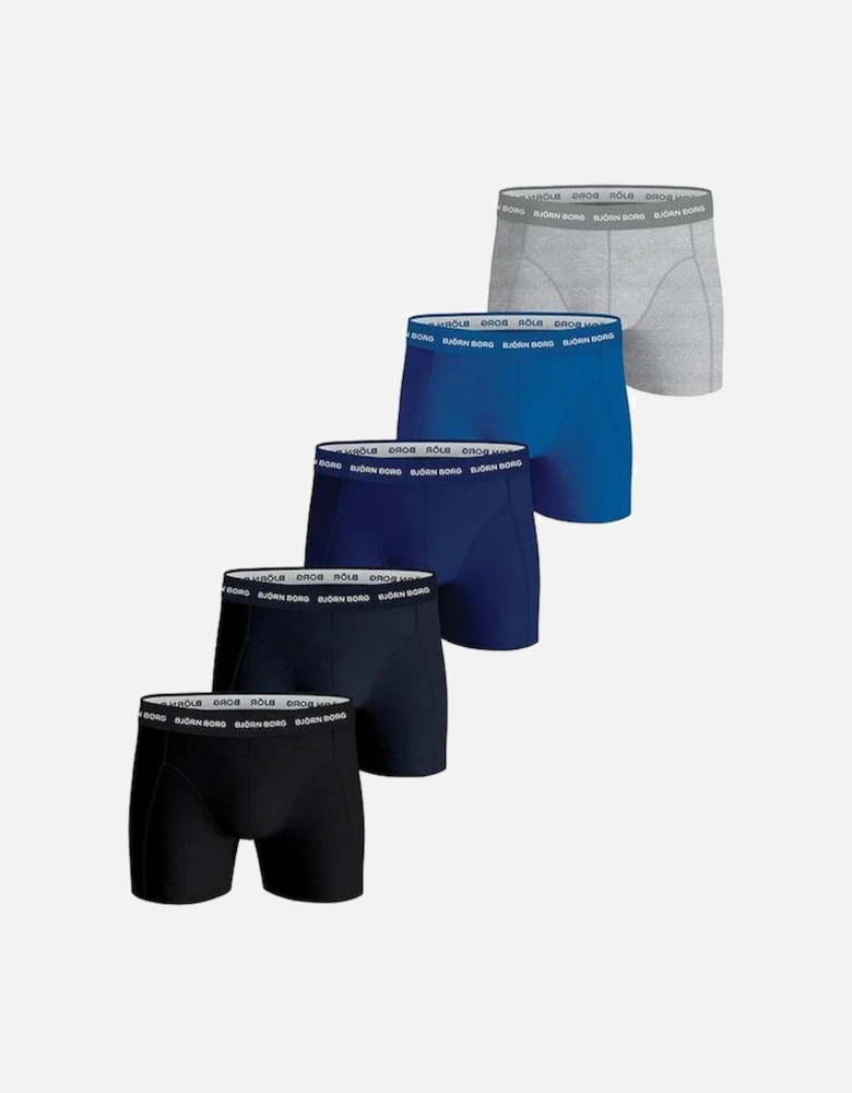 5-Pack Cotton Stretch Boxer Trunks, Blue Depths